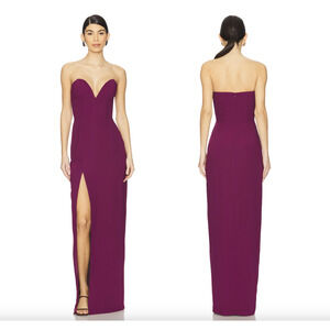 NEW Amanda Uprichard x REVOLVE Cherri Gown Aubergine Purple Strapless Maxi Dress